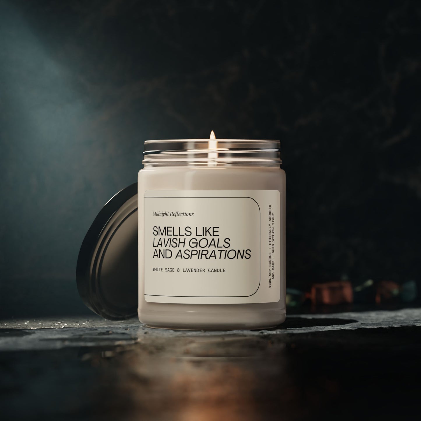 Lavender & White Sage Soy Candle | Self Care Gift | Midnight Reflections