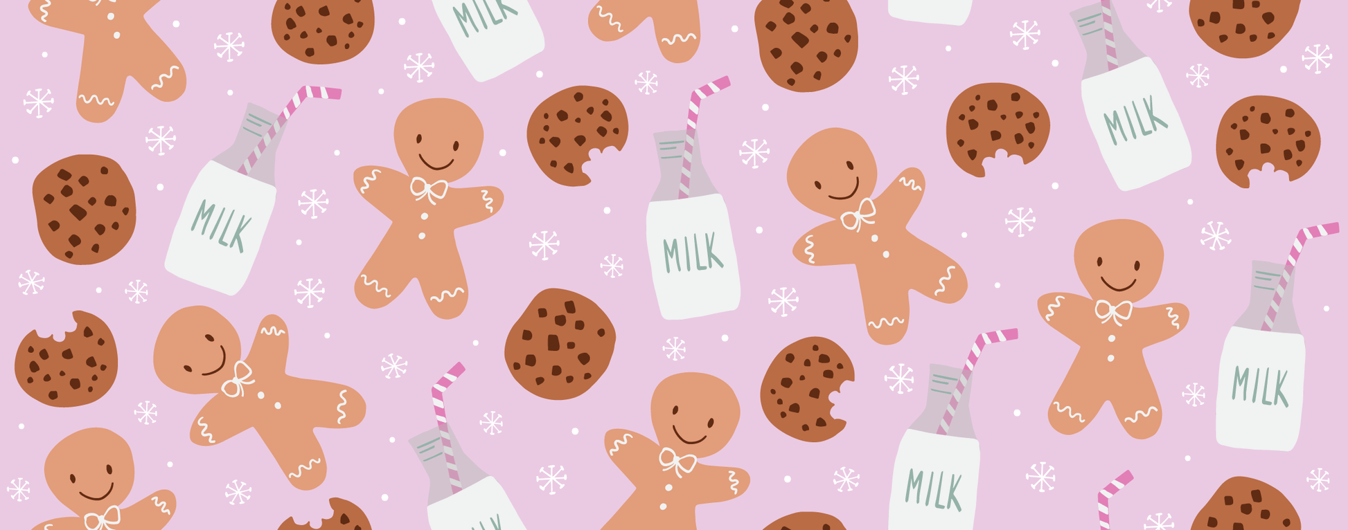 A roll of festive Milk and Cookies wrapping paper, a playful design perfect for holiday gift wrap.