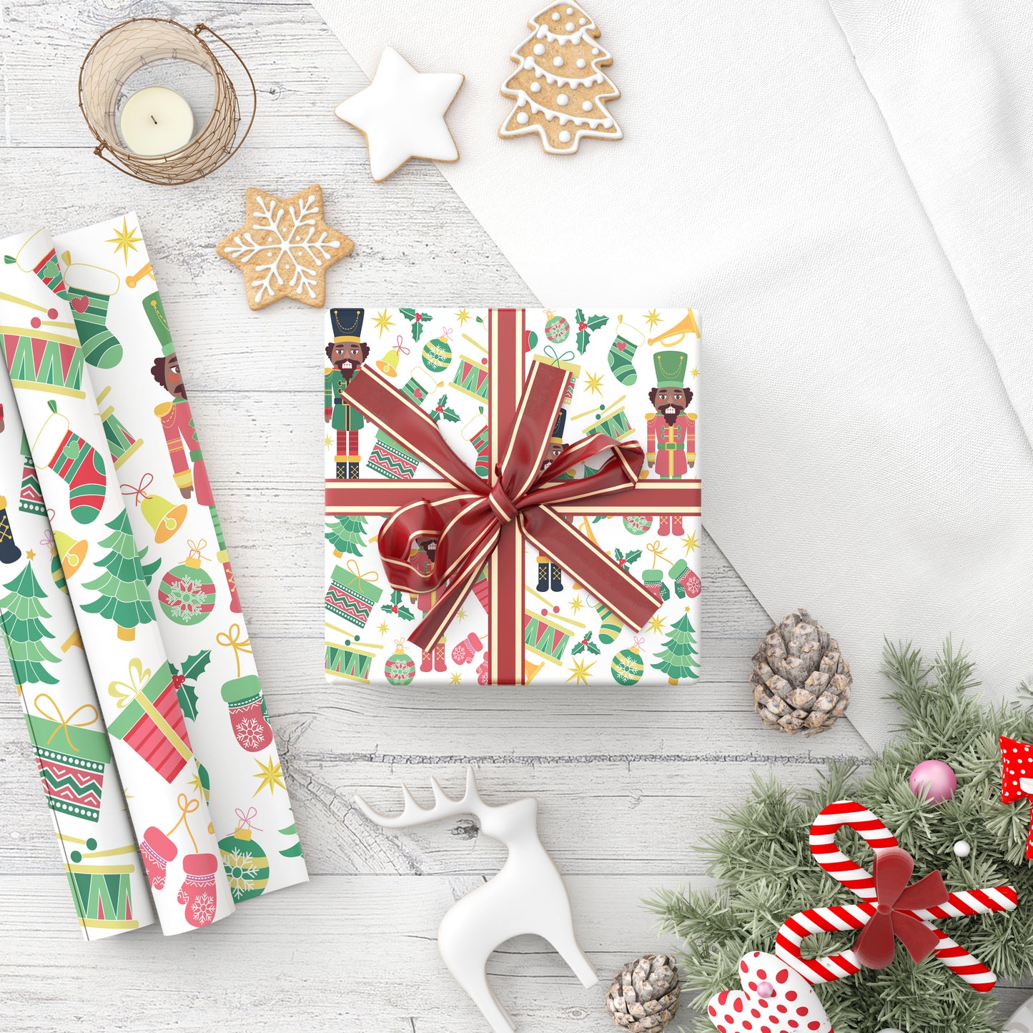 Classic Chocolate Nutcracker Wrapping Paper