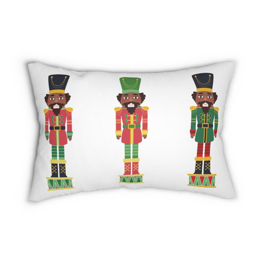 Chocolate Nutcracker Spun Polyester Lumbar Pillow_White