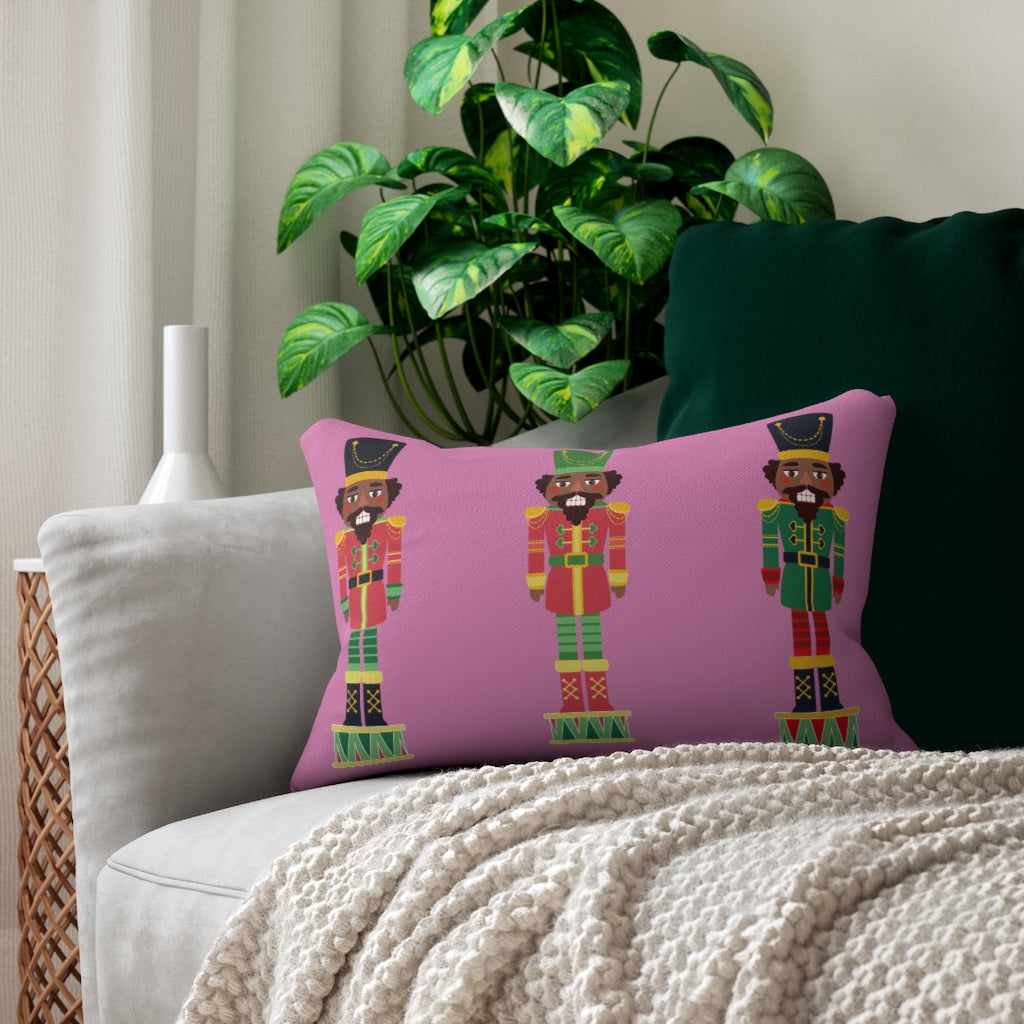 Chocolate Nutcracker Spun Polyester Lumbar Pillow Pink