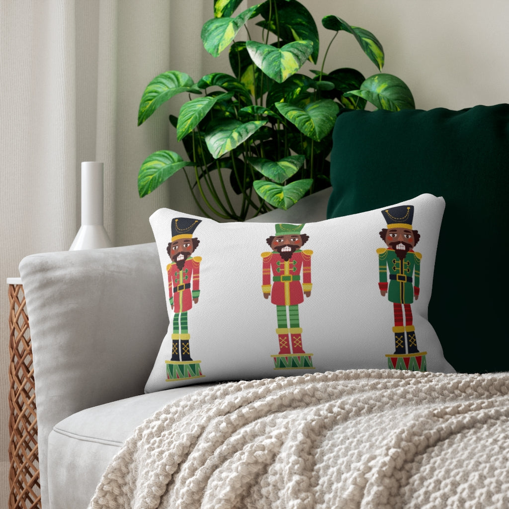 Chocolate Nutcracker Spun Polyester Lumbar Pillow_White