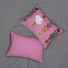 Chocolate Nutcracker and Ballerina Spun Polyester Lumbar Pillow Pink
