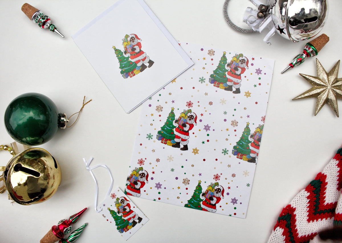 Black Santa and Snowman Doodle Christmas Wrapping Paper Roll – Midnight  Reflections, LLC