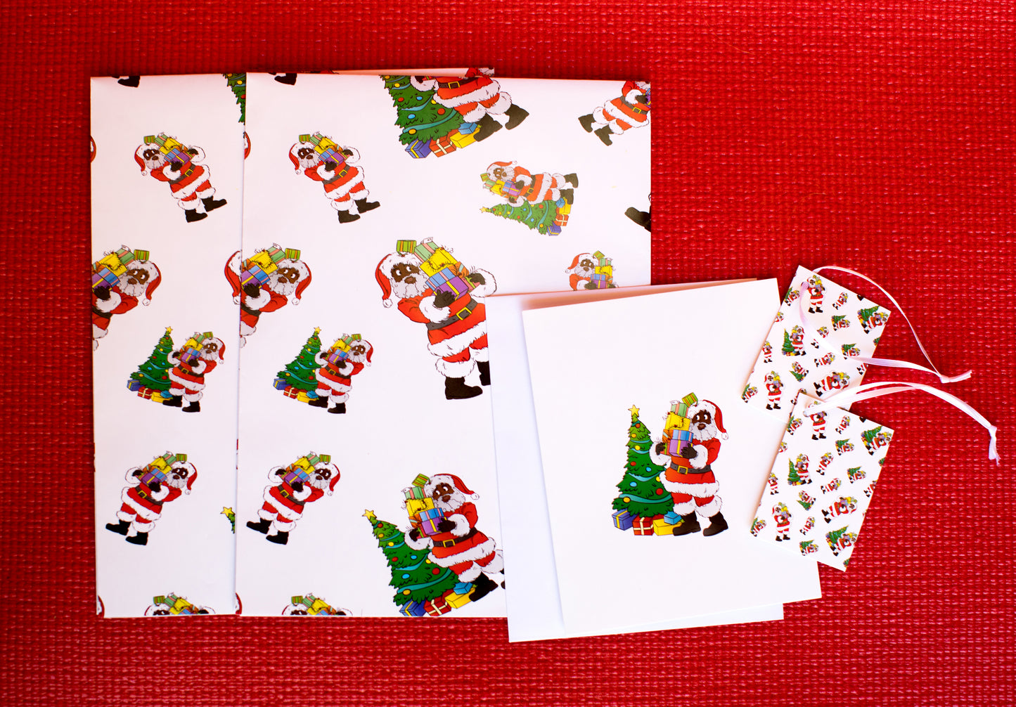 Black Santa Claus Wrapping Paper Kit