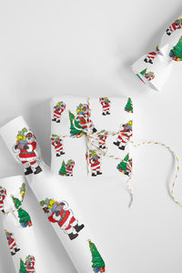 Moving Black Santa Wrapping Paper Roll