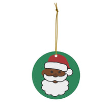 Emoji Black African American Santa Ceramic Ornament