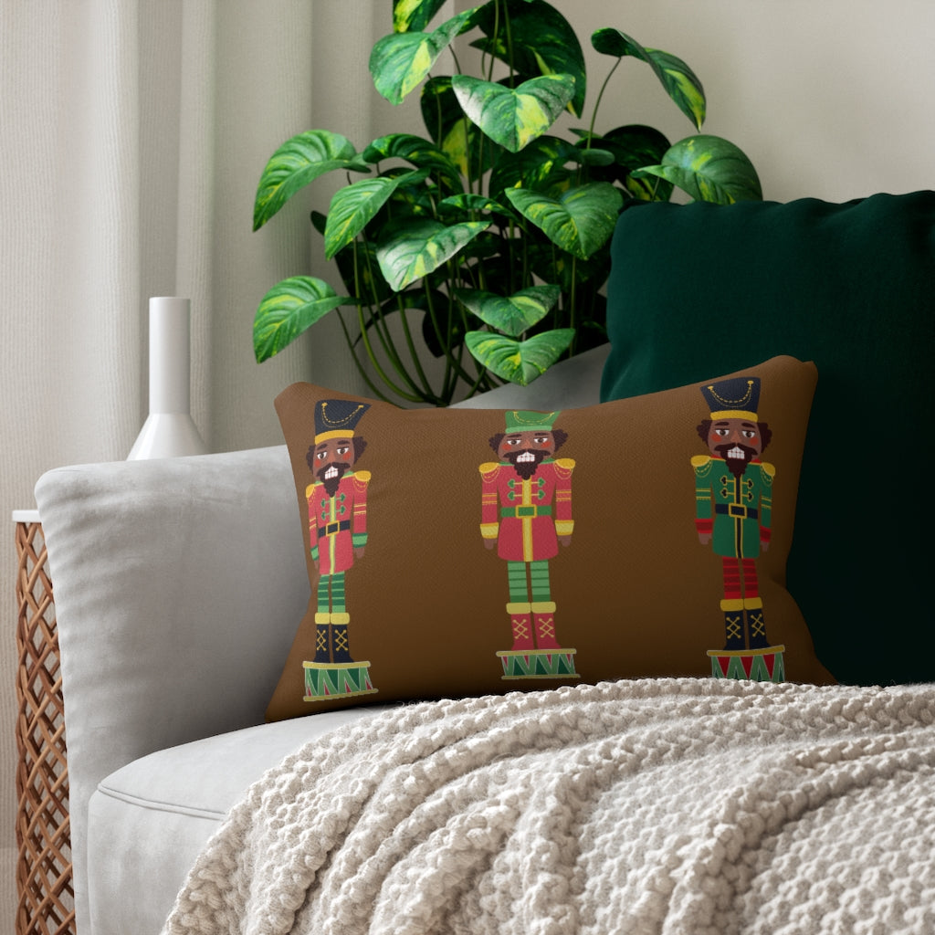 Chocolate Nutcracker Spun Polyester Lumbar PillowBrown
