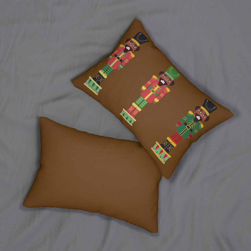 Chocolate Nutcracker Spun Polyester Lumbar PillowBrown