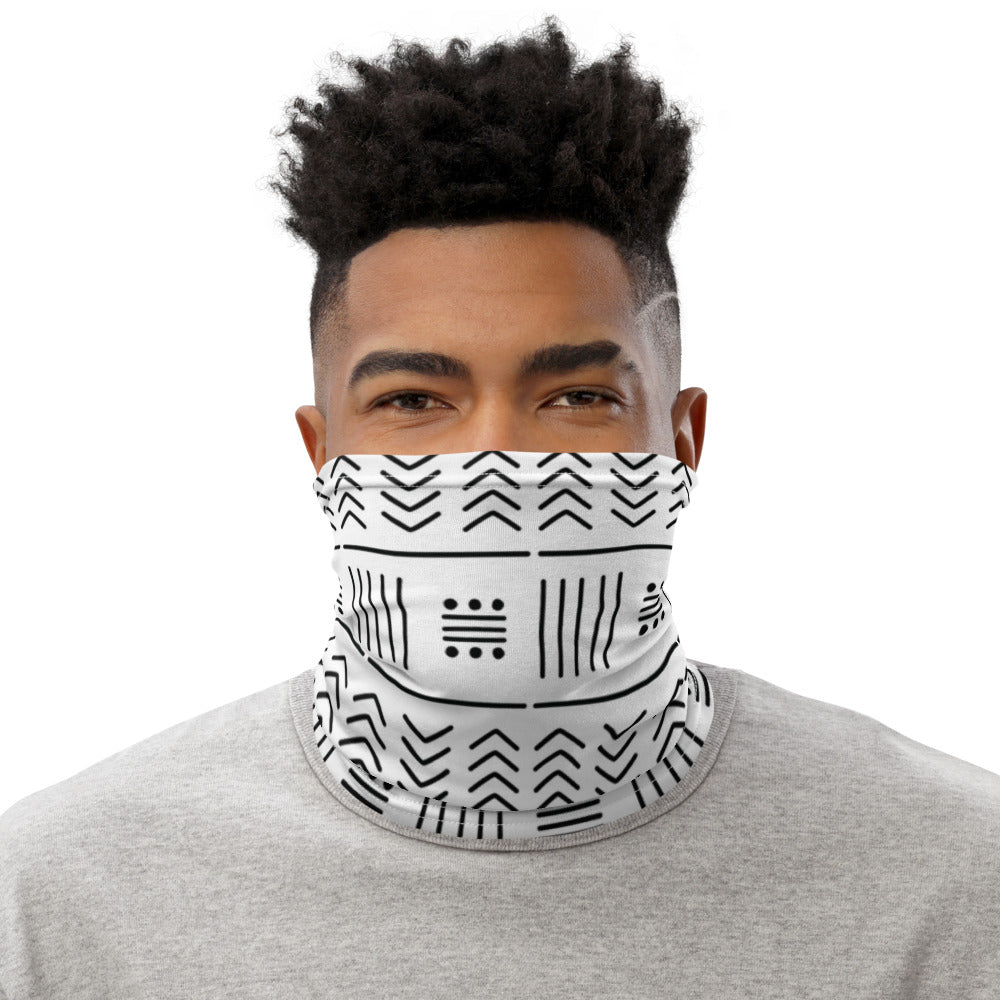 African Mudcloth Neck Gaiter | Cultural Face Mask | Midnight Reflections - 1