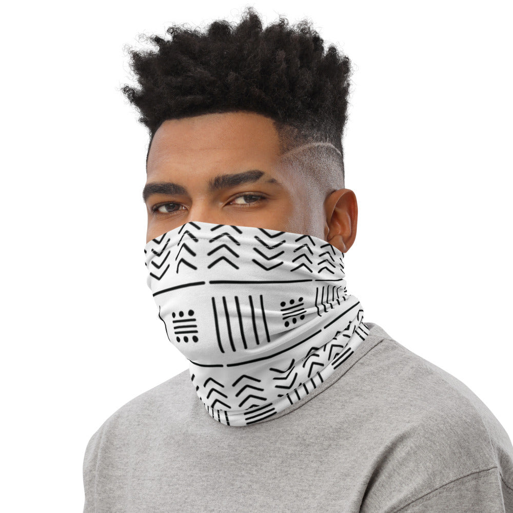 African Mudcloth Neck Gaiter | Cultural Face Mask | Midnight Reflections - 3
