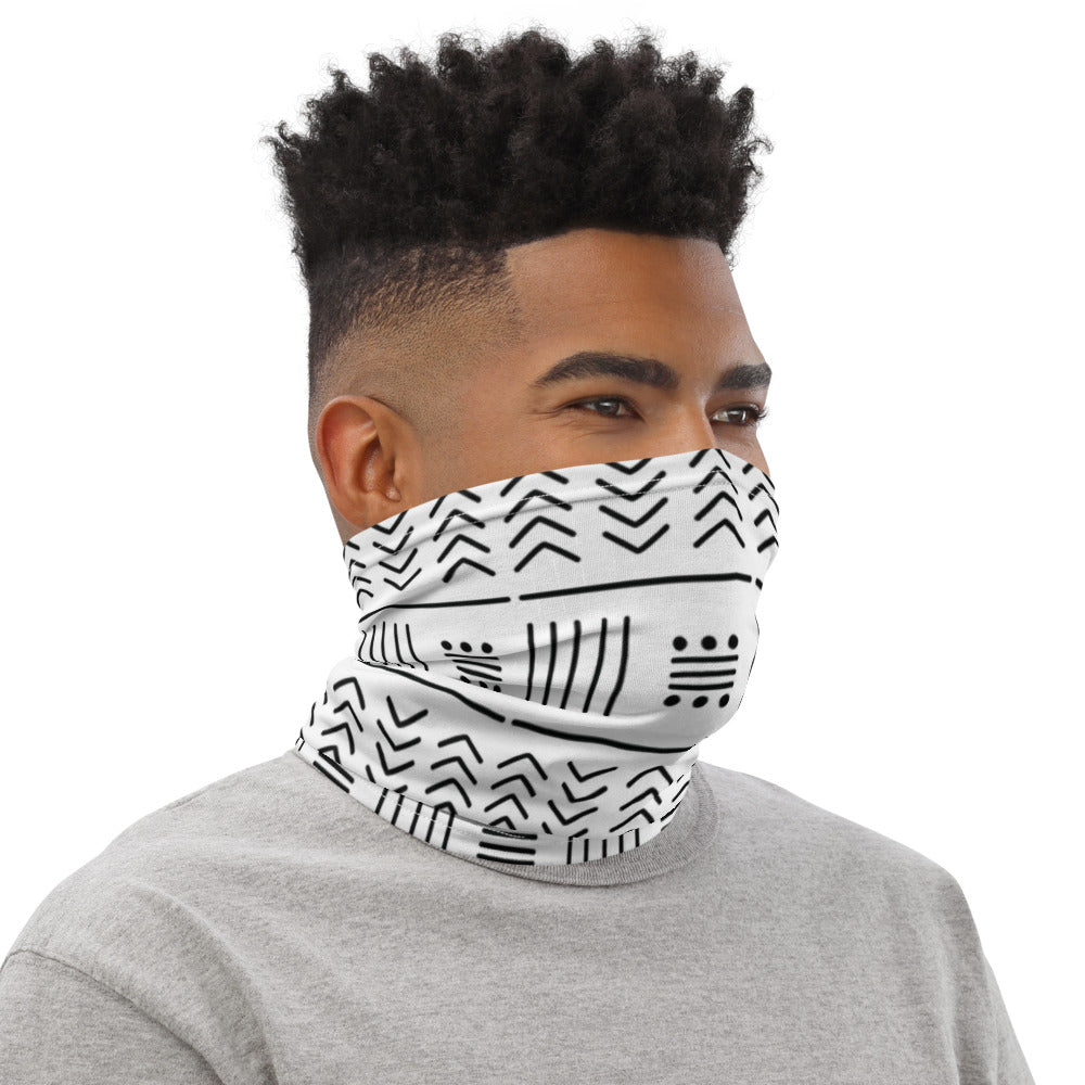 African Mudcloth Neck Gaiter | Cultural Face Mask | Midnight Reflections - 2