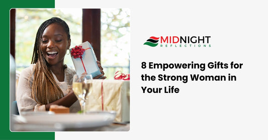 Selection of gifts for strong women including inspirational books, bold jewelry, and fitness gear.