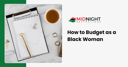 Budgeting for Black women — open budget planner with a gold pen and coffee on a clean aesthetic desk