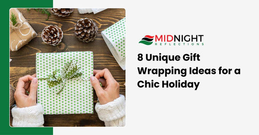 A collection of beautifully wrapped holiday gifts showcasing unique and chic wrapping paper designs.