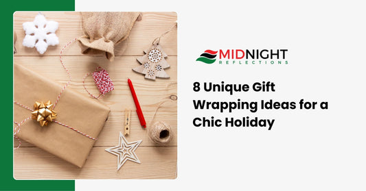 A collection of beautifully wrapped holiday gifts showcasing unique and chic wrapping paper designs.