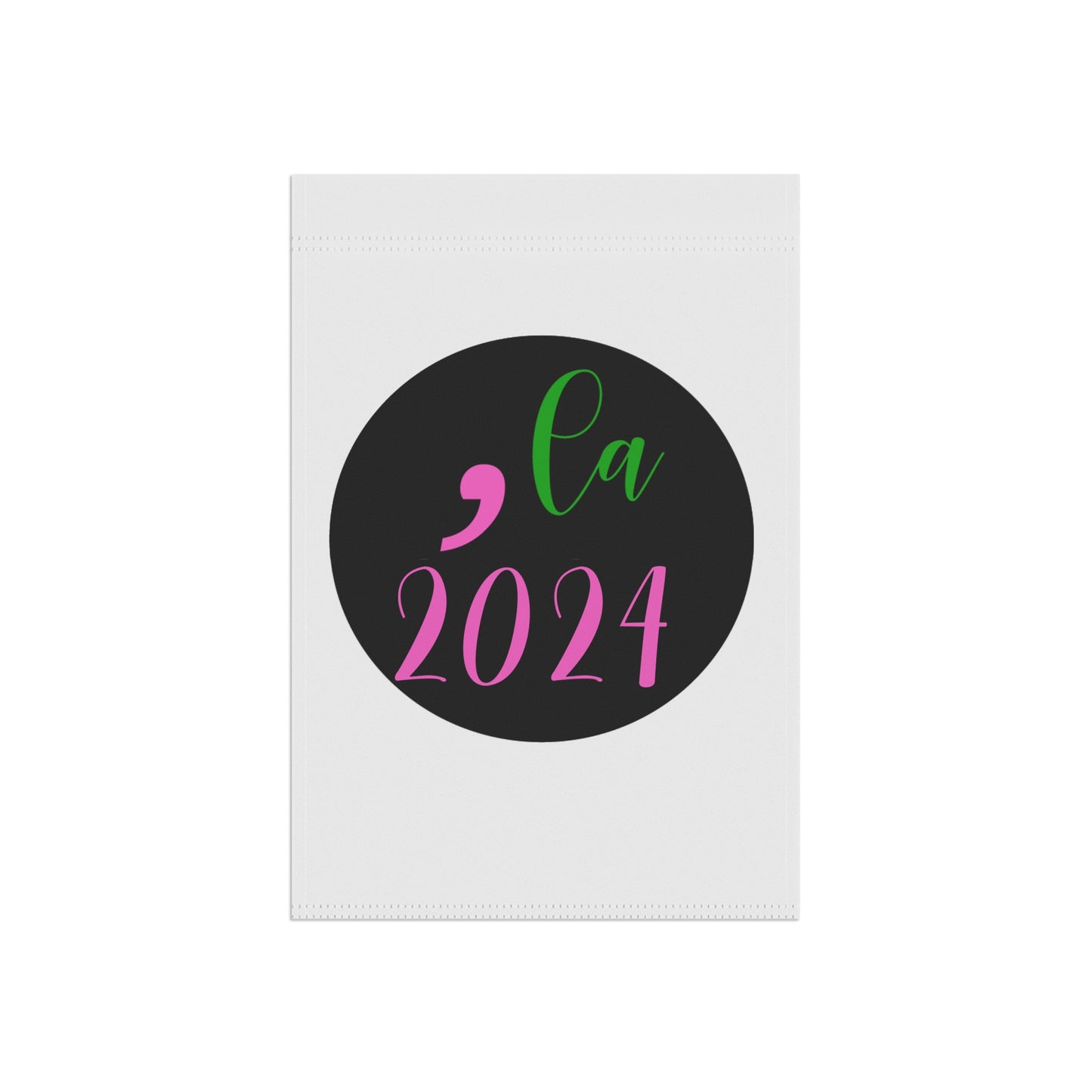 Comma La Pink & Green Kamala Harris 2024 Presidential Garden Flag | Distinctive Campaign Banner - Durable and Weatherproof