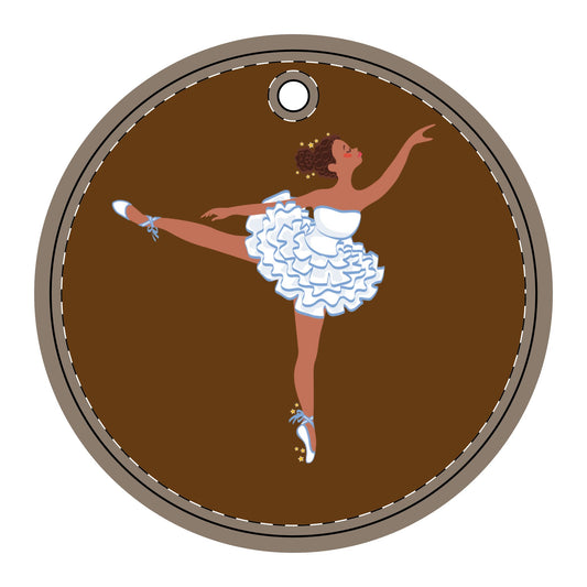 Chocolate Nutcracker Ballerina Round Ceramic Ornament _Brown