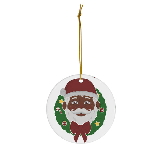 Black Santa Ceramic Ornament