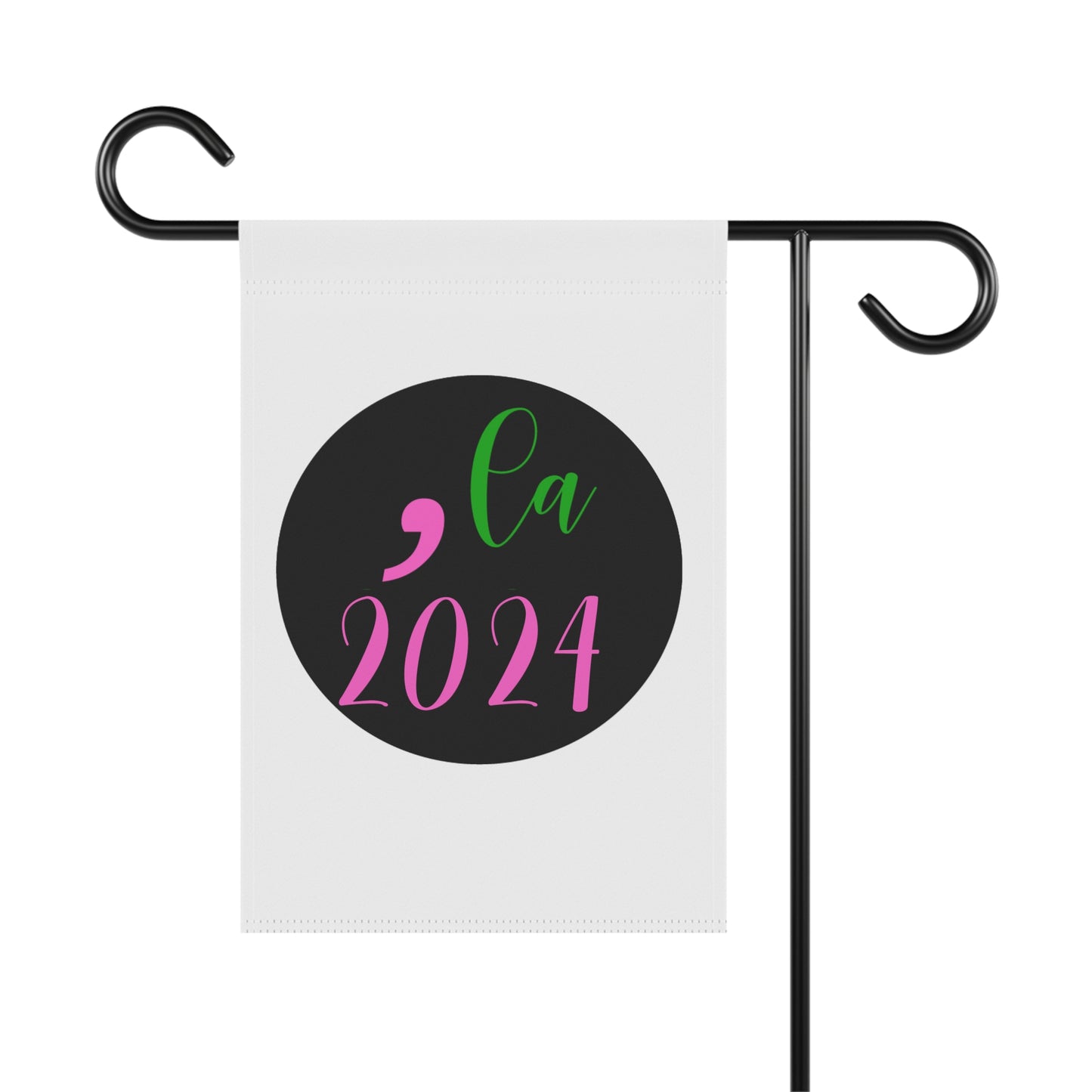 Comma La Pink & Green Kamala Harris 2024 Presidential Garden Flag | Distinctive Campaign Banner - Durable and Weatherproof