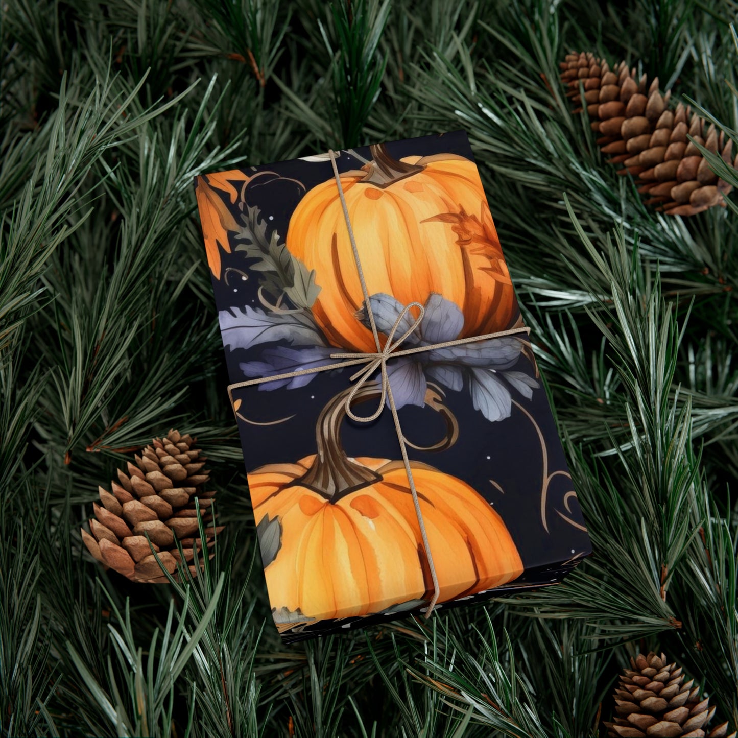 Pumpkin and Vine Halloween Wrapping Paper