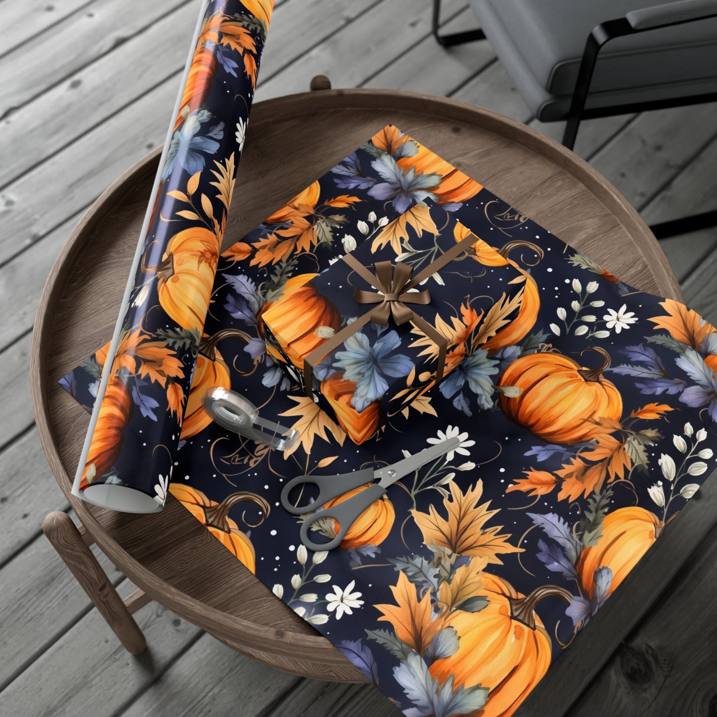 Pumpkin and Vine Halloween Wrapping Paper