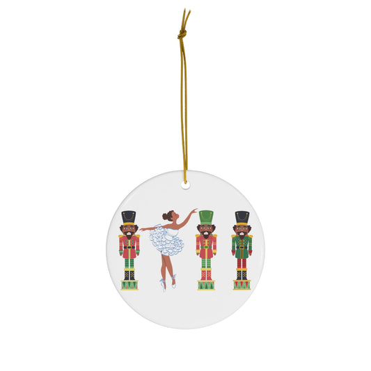 Chocolate Nutcracker Ballet Ceramic Ornament _full_Circle