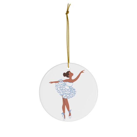 Chocolate Nutcracker Ballerina Round Ceramic Ornament