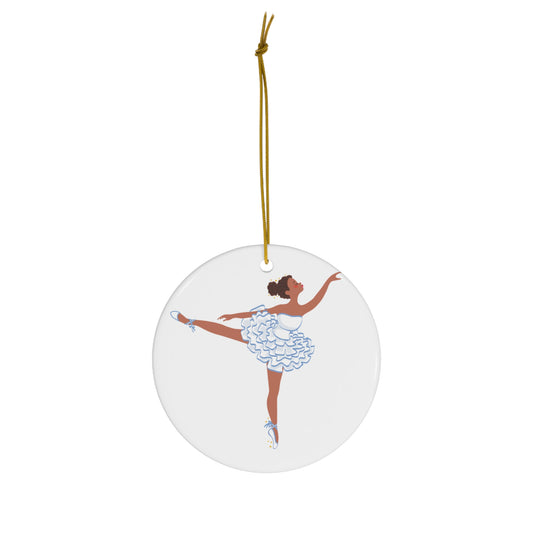 Chocolate Nutcracker Ballerina Round Ceramic Ornament