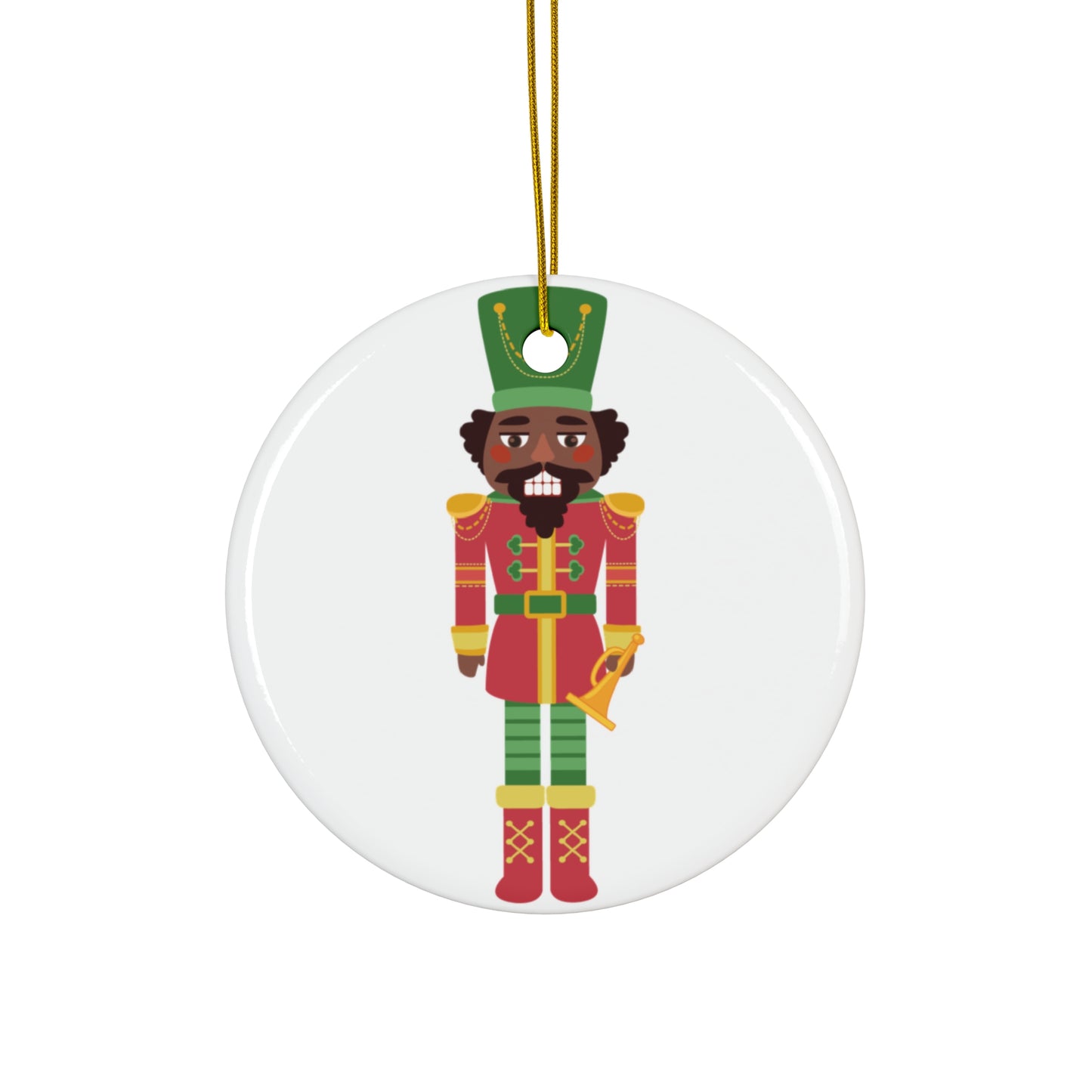 Chocolate Nutcracker Round Ceramic Ornament _c