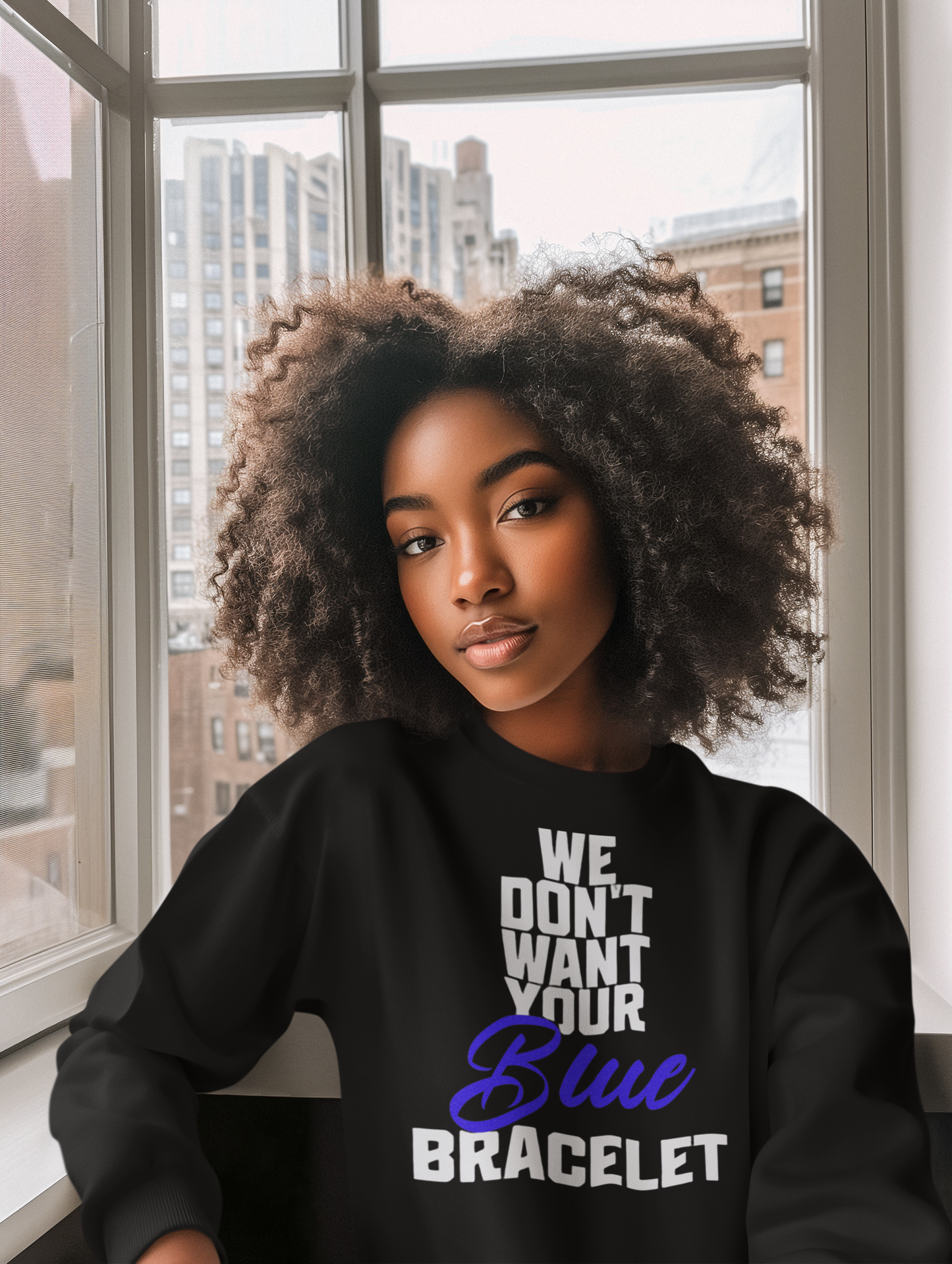 We Don't Your Blue Bracelet Unisex Heavy Blend™ Crewneck Sweatshirt_White