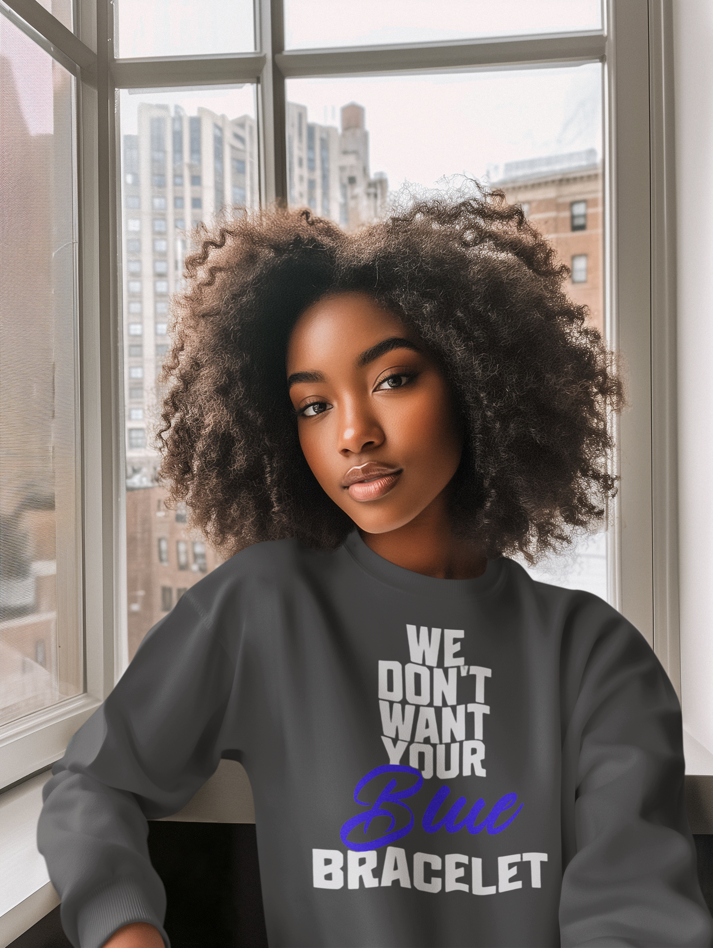 We Don't Your Blue Bracelet Unisex Heavy Blend™ Crewneck Sweatshirt_White