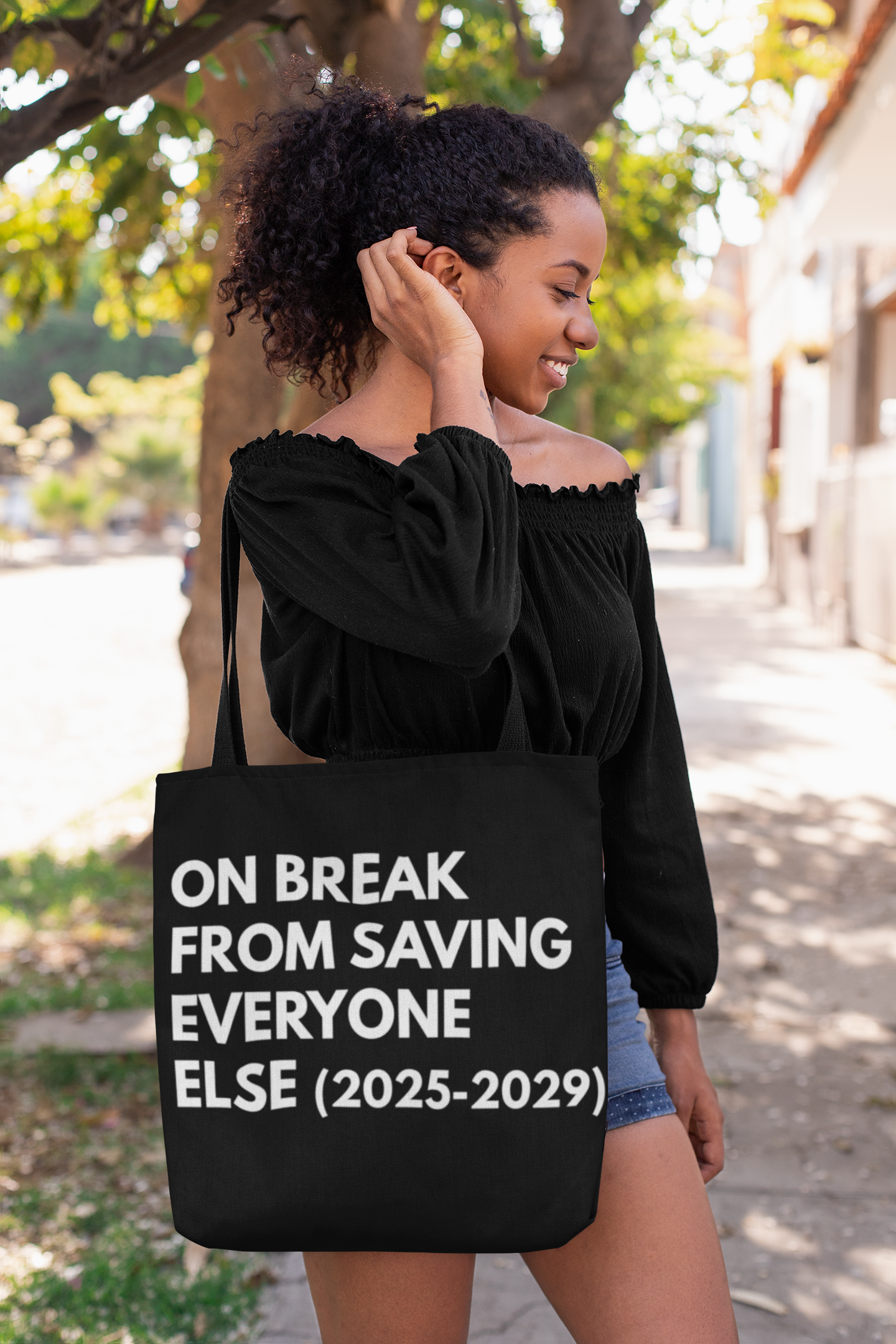 "On Break From Saving Everyone Else" Tote Bag – Self-Care Tote for Everyday Use