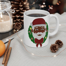 Black Santa & Mrs. Claus and Wreath Mug