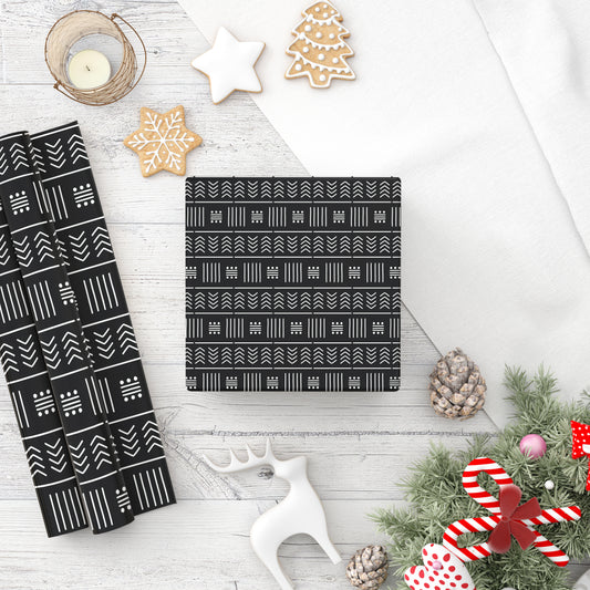 Mudcloth Black Wrapping Paper Roll