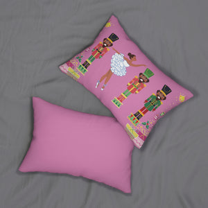 Chocolate Nutcracker Spun Polyester Lumbar Pillow Pink