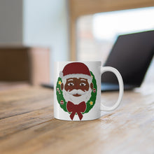 Black Santa & Mrs. Claus and Wreath Mug