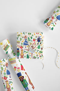 Chocolate Nutcracker Ballet Wrapping Paper Roll_Blue