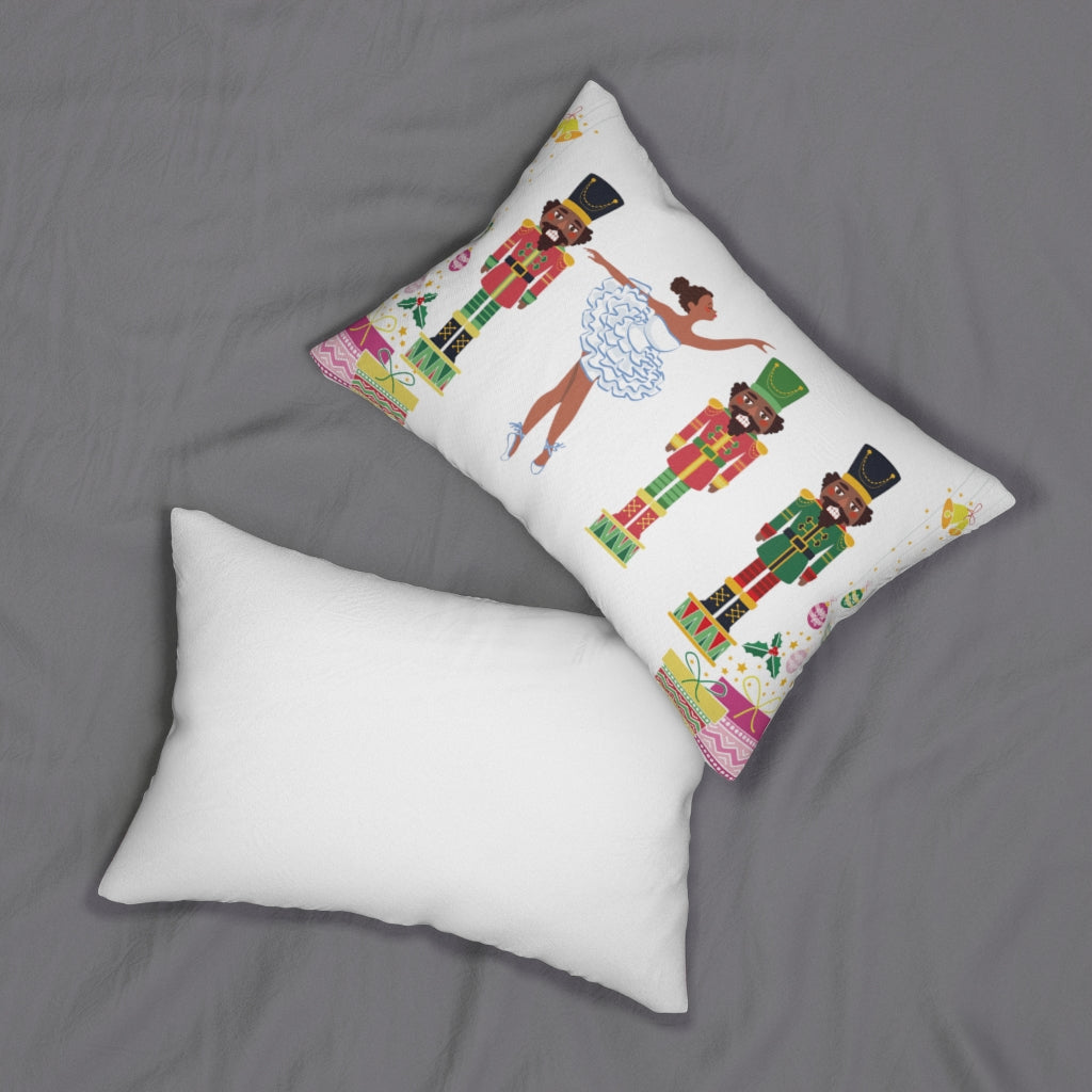 Chocolate Nutcracker Spun Polyester Lumbar Pillow White