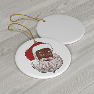 Black Santa Claus Ceramic Ornament
