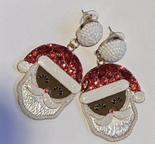 African American Black Santa Claus & Mrs. Claus Earrings