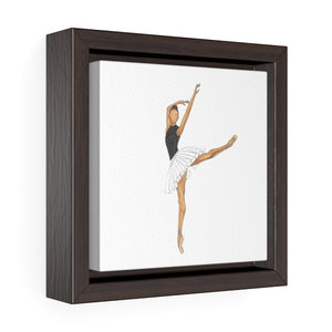 Melanin Prima Ballerina Square Framed Premium Gallery Wrap Canvas