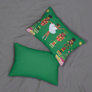 Chocolate Nutcracker Spun Polyester Lumbar Pillow Green