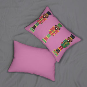 Chocolate Nutcracker Spun Polyester Lumbar Pillow Pink