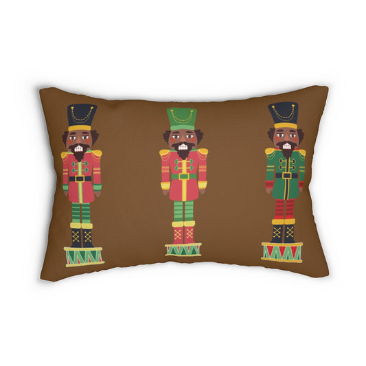 Chocolate Nutcracker Spun Polyester Lumbar PillowBrown