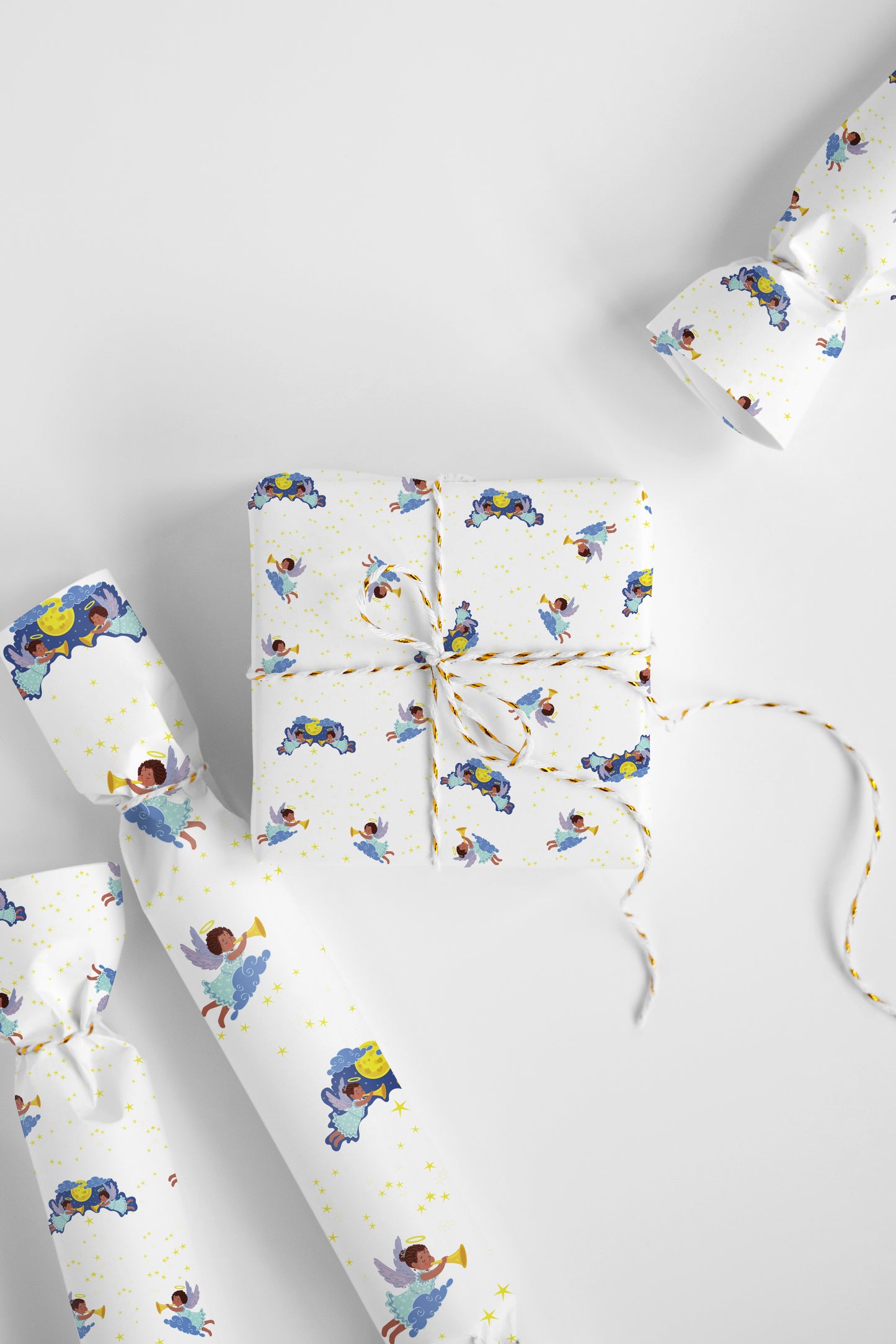 Chocolate Nativity Christmas Angels Wrapping Paper Roll