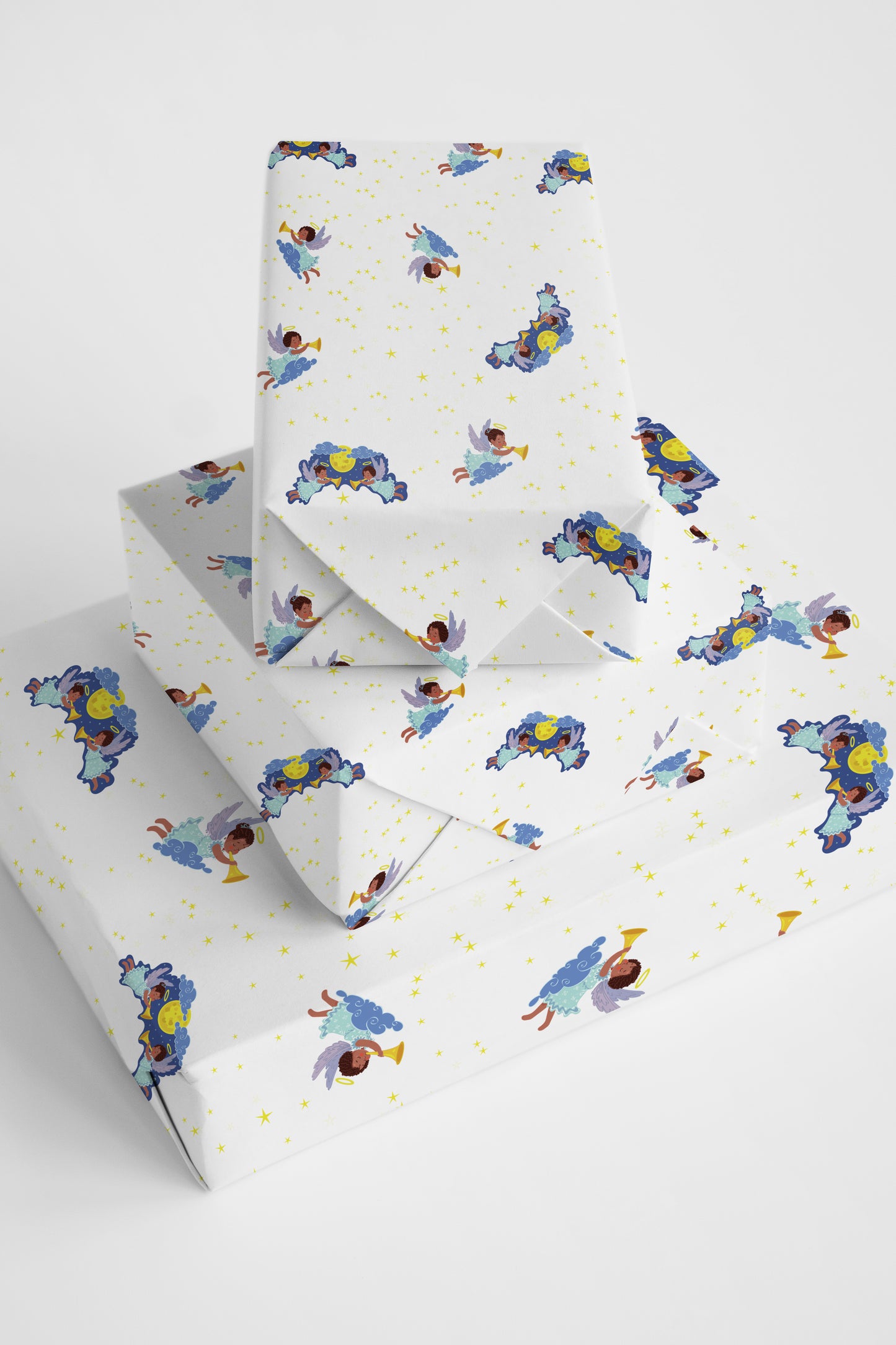 Chocolate Nativity Christmas Angels Wrapping Paper Roll