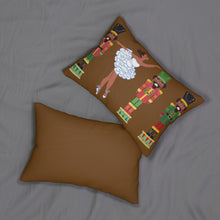 Chocolate Nutcracker and Ballerina Spun Polyester Lumbar Pillow Brown