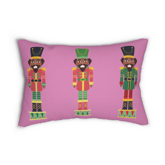 Chocolate Nutcracker Spun Polyester Lumbar Pillow Pink