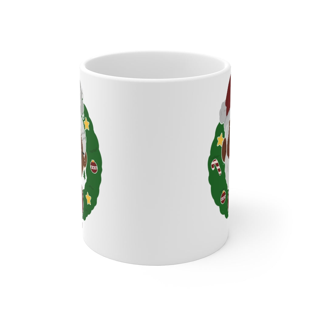 Black Santa & Mrs. Claus and Wreath Mug